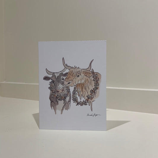 Holiday Cow Design Greeting Card