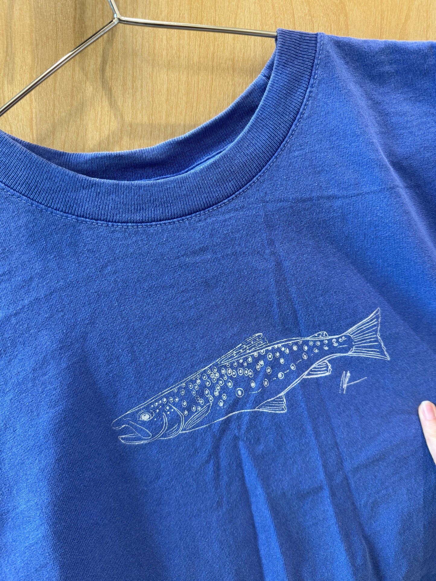 Cobalt Blue Trout Short Sleeve Crop Top