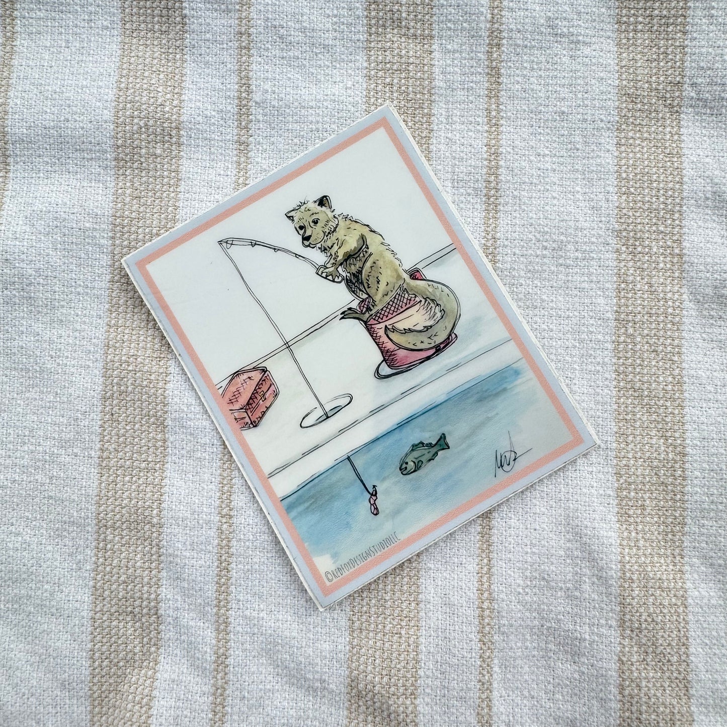 Ice Fishing Fisher Cat Sticker