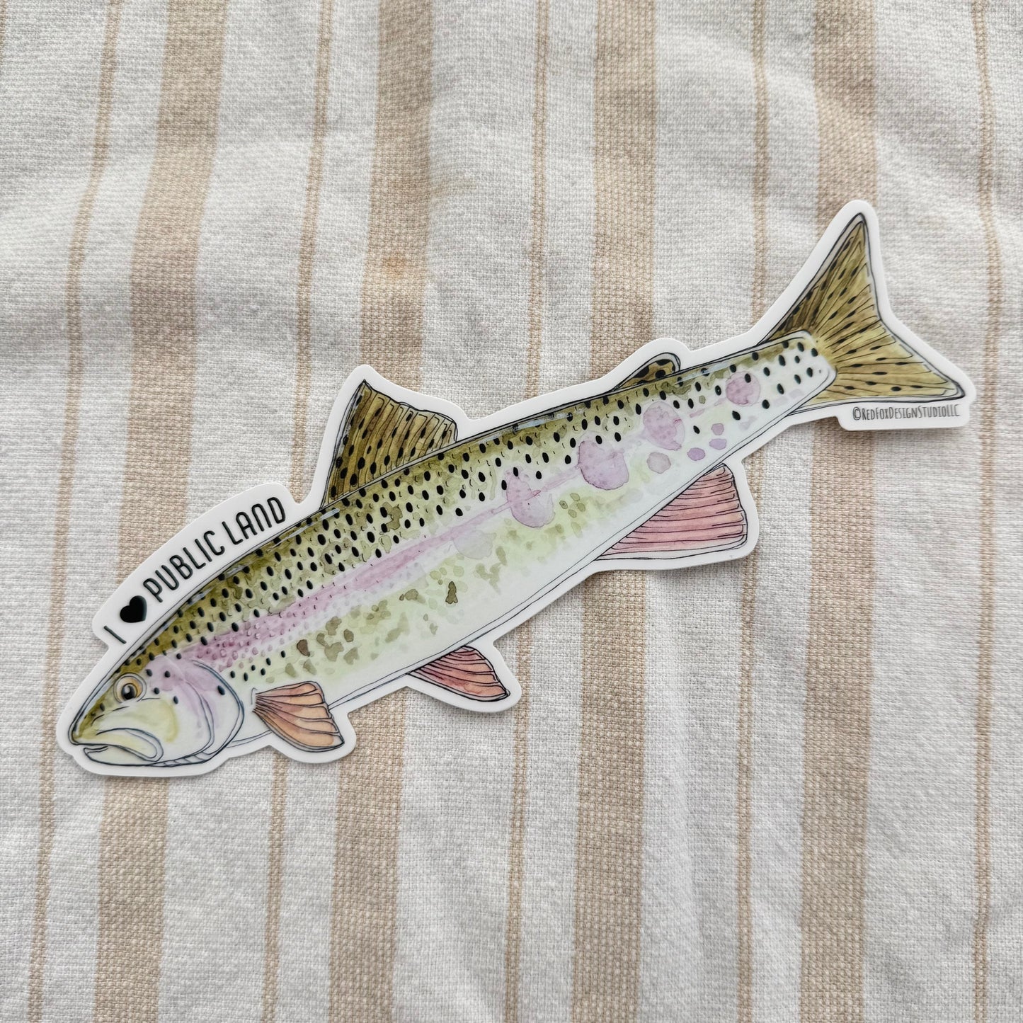 Big "I Heart Public Land" Rainbow Trout Sticker