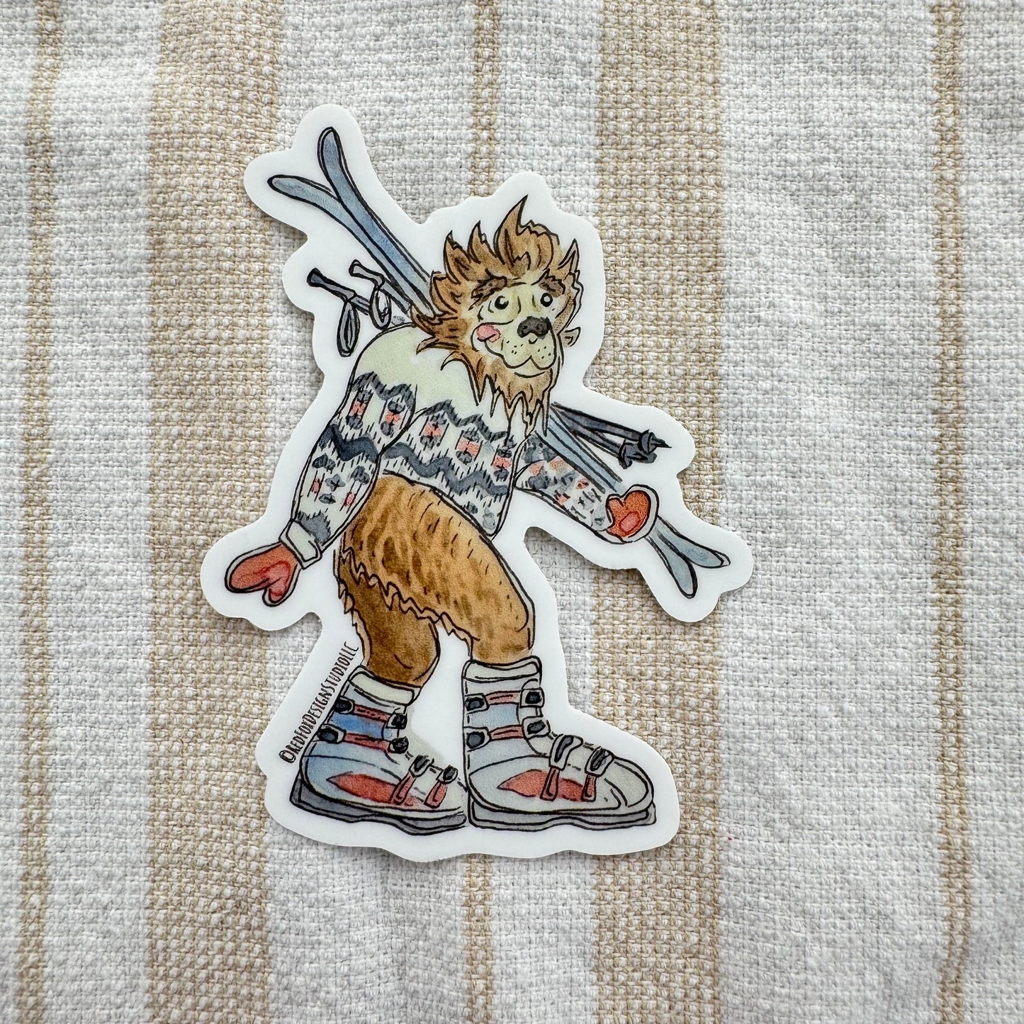 Skiing Bigfoot Sticker