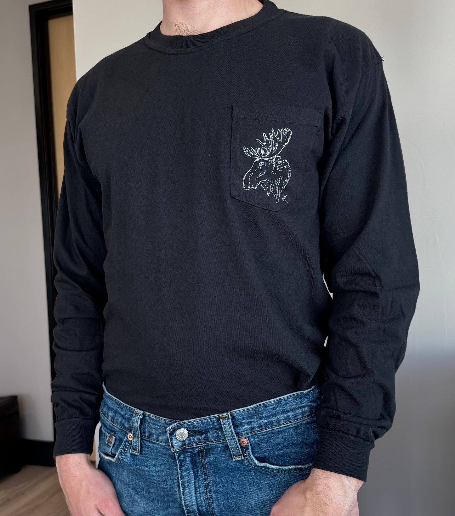 Black Moose Long Sleeve Pocket Tee