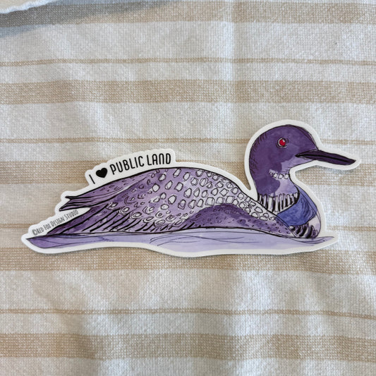 Big "I Heart Public Land" Loon Sticker