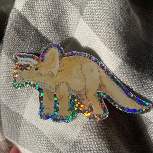 Glitter Triceratops Sticker