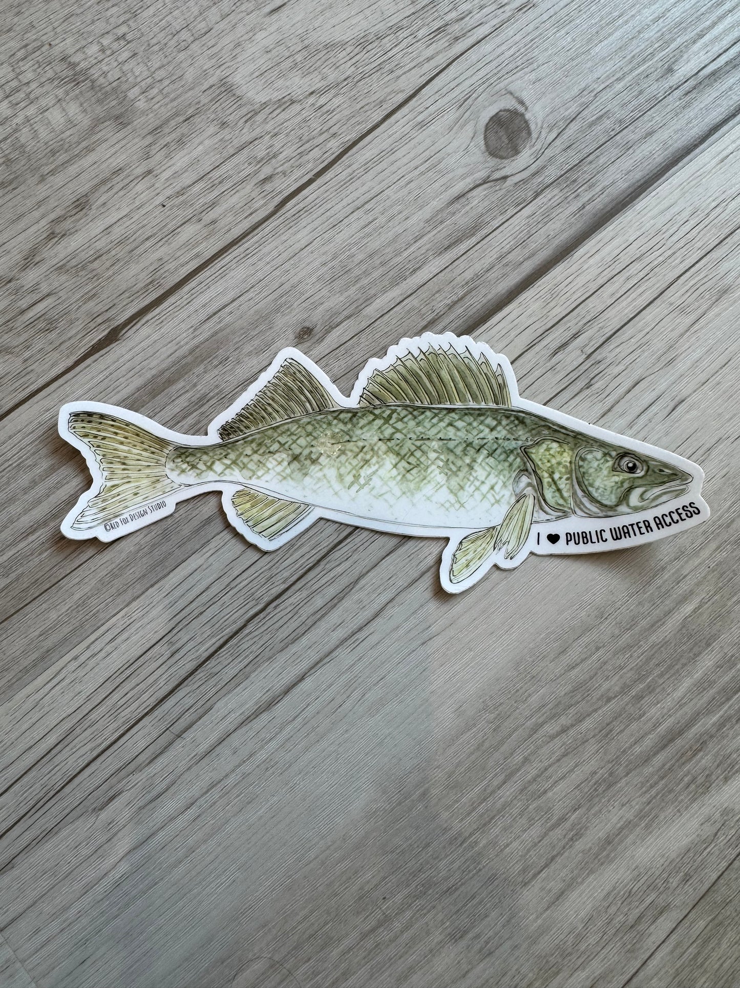 Big "I Heart Public Water Access" Walleye Sticker