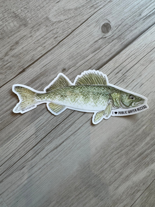 Big "I Heart Public Water Access" Walleye Sticker