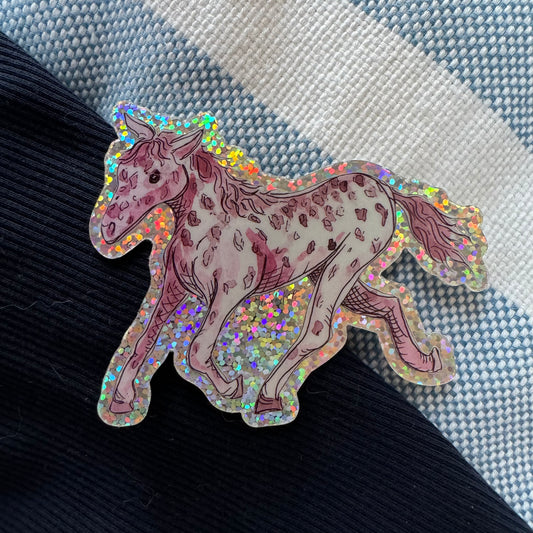 Glitter Pink Pony Sticker