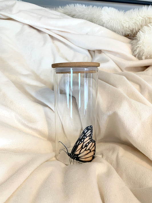 Monarch Butterfly Glass Water Bottle