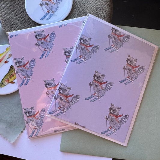Skiing Raccoon Greeting Card