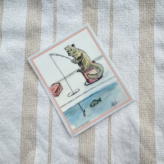 Ice Fishing Fisher Cat Sticker