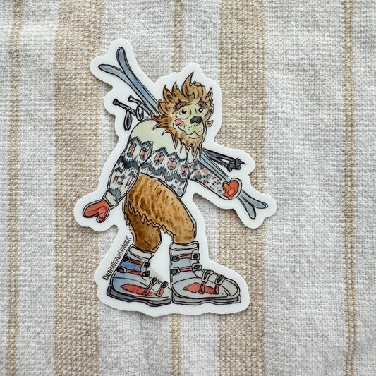 Skiing Bigfoot Sticker