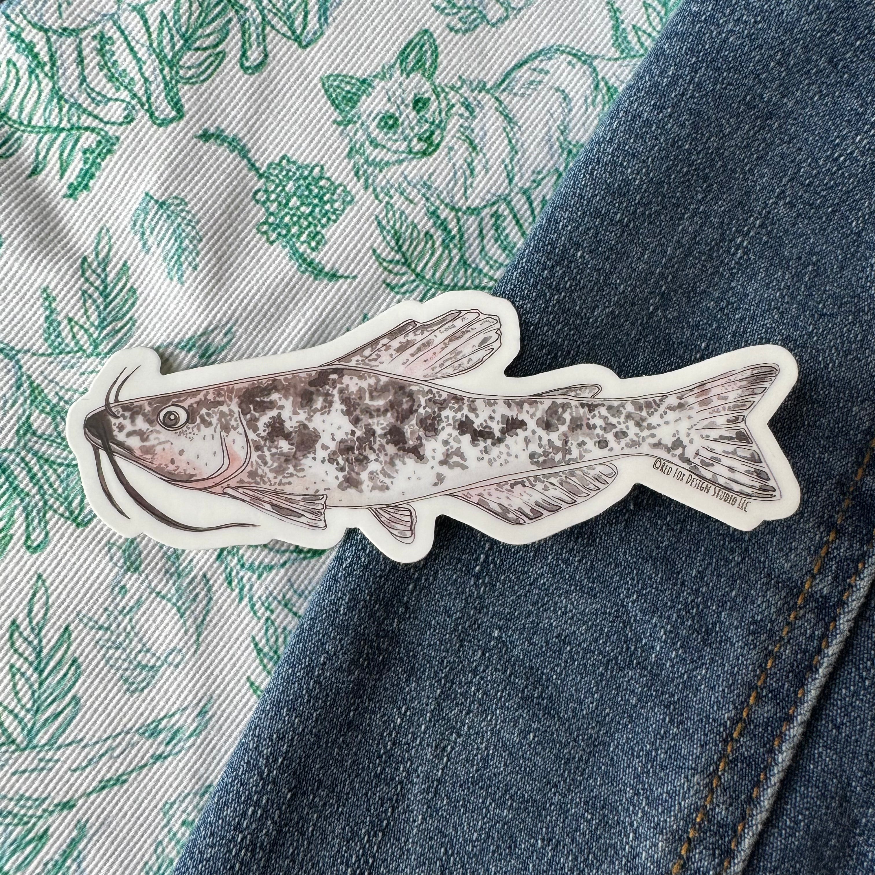 Angry Catfish Sticker Spotted Catfish Sticker – Red Fox Design Studio LLC