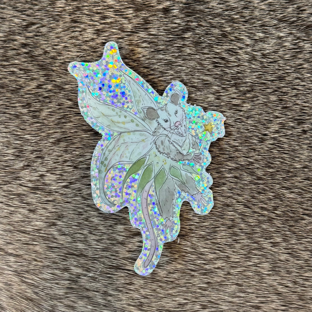 Glitter Fairy Possum Sticker
