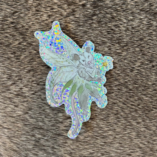 Glitter Fairy Possum Sticker