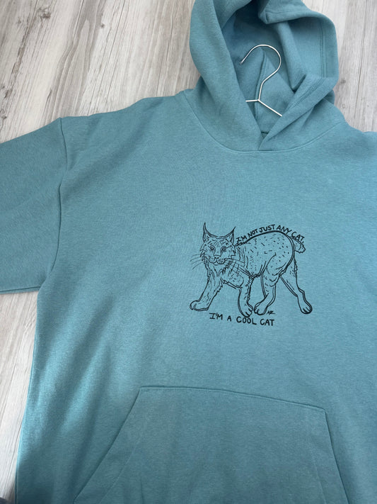 Salt Water Blue Cool Cat Lynx Hoodie
