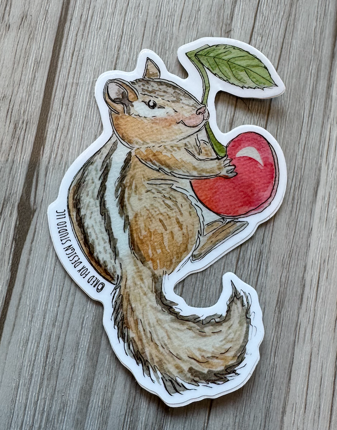 Chipmunk with Cherry Sticker