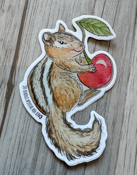 Chipmunk with Cherry Sticker